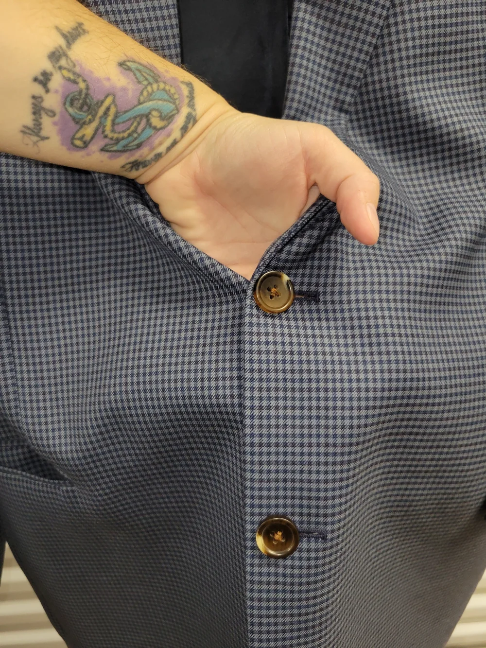 Men's Blue Micro-Check Blazer